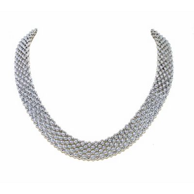 Silver chunky mesh collar necklace